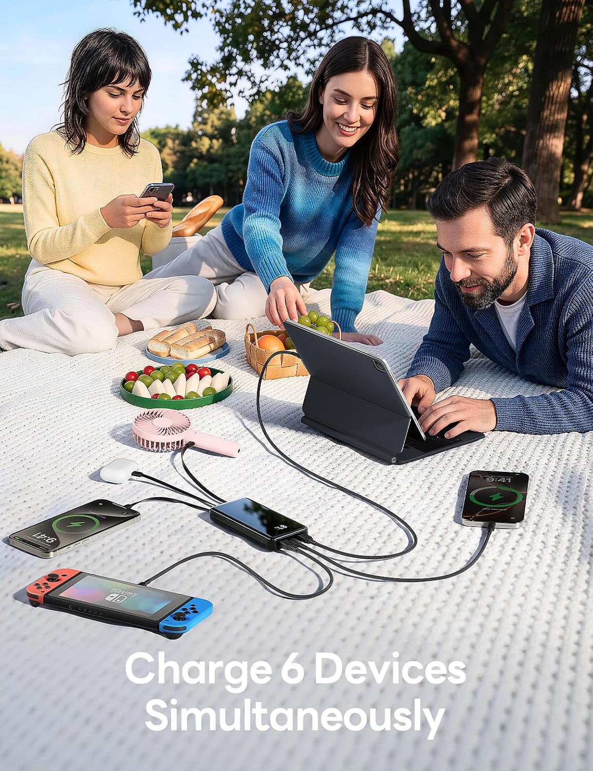 Cargador portátil 50000mAh, 4 cables incorporados,Banco de energía...