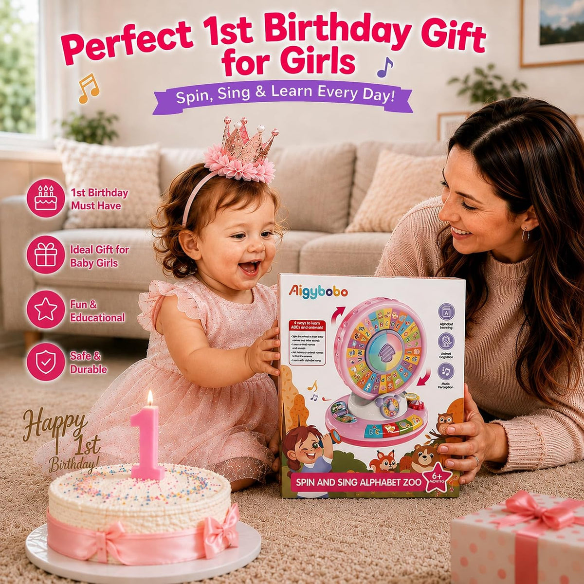 Juguetes para niños de 1, 2 y 3 años, niños y niñas, Alfabeto music...