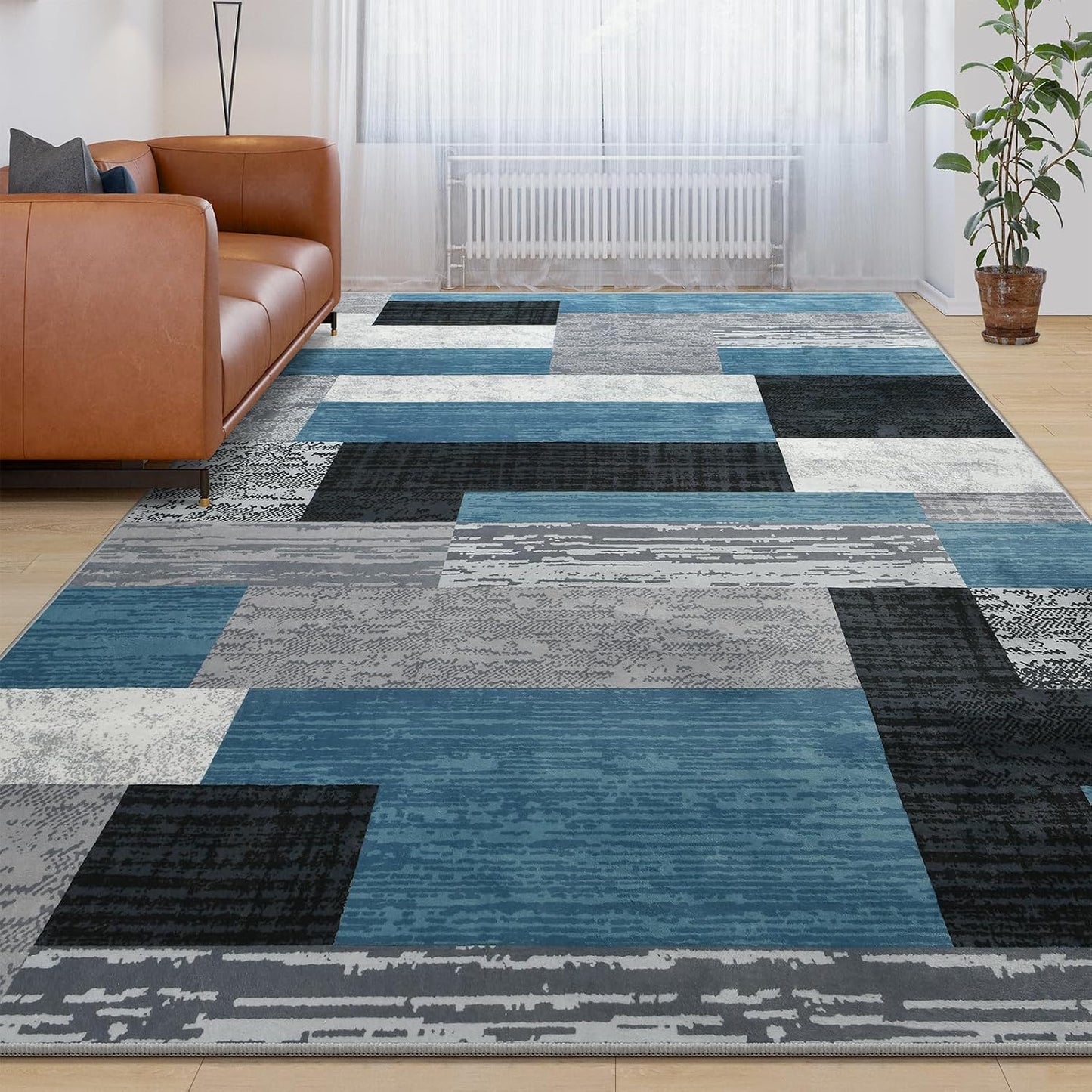 Alfombras de área grande, decoración moderna de parches geométricos...