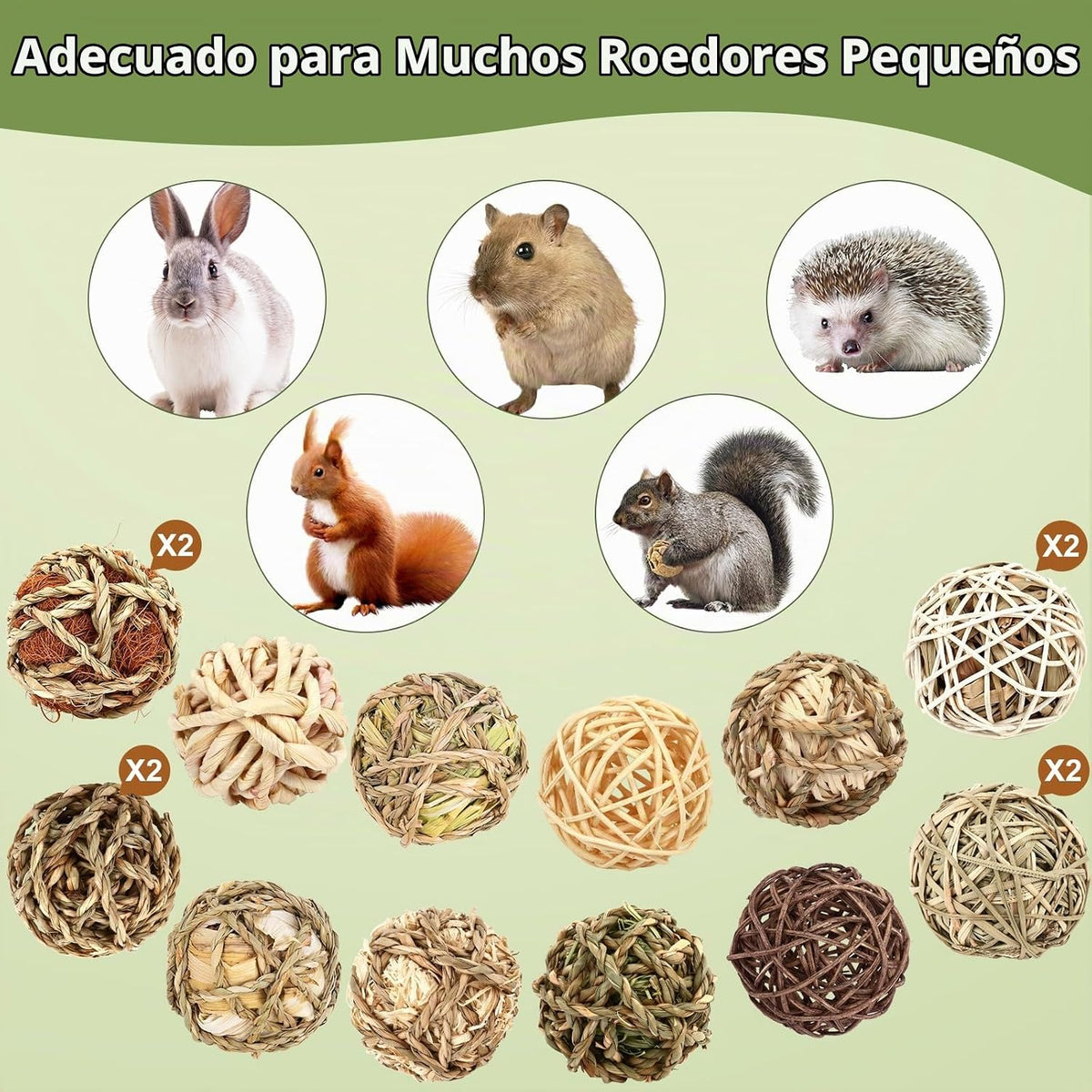 Bolas de hierba masticables de conejito, juguetes masticables rodan...