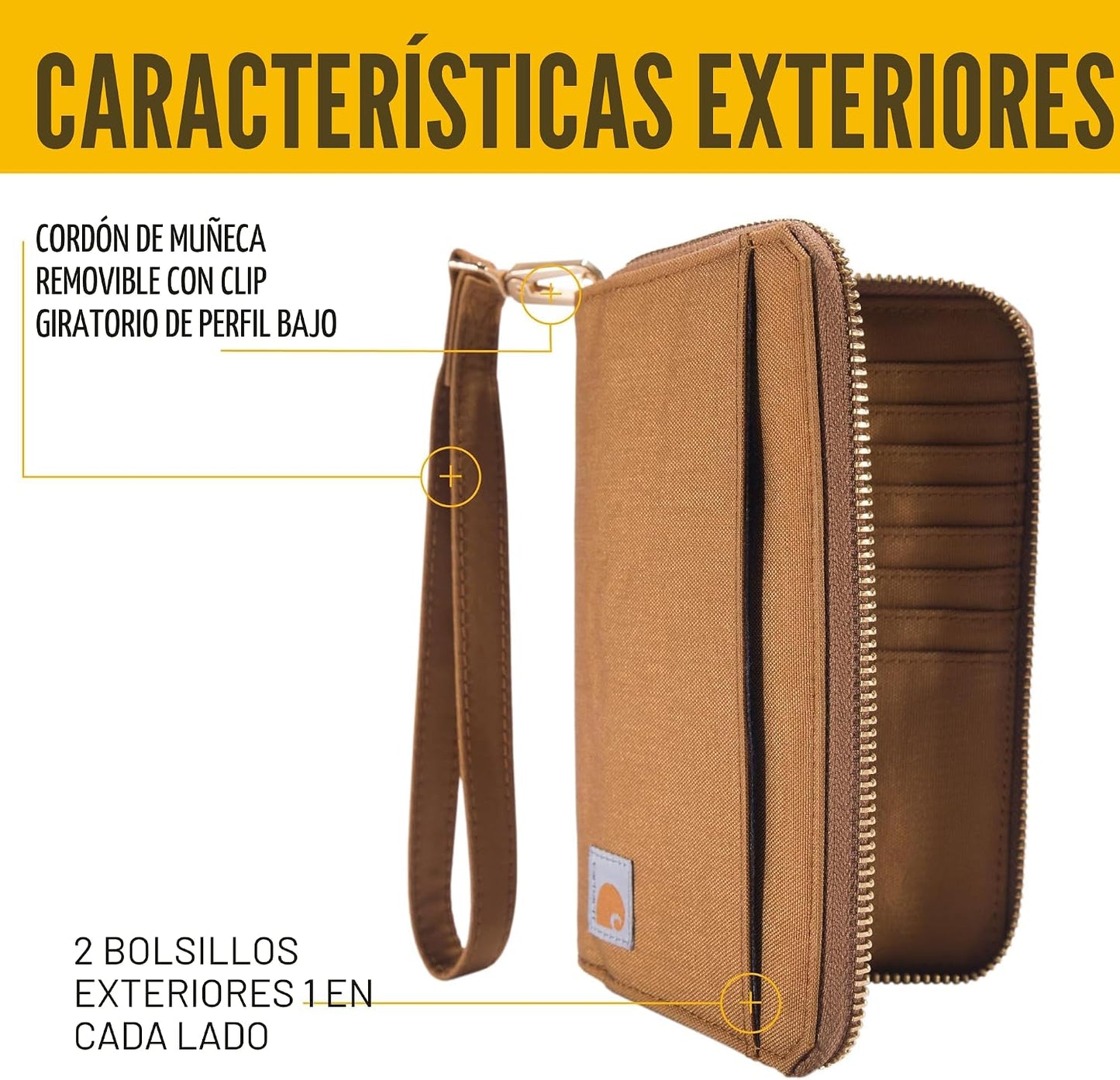 Carhartt Cartera de mano plana de nailon para mujer B0000246, Marró...