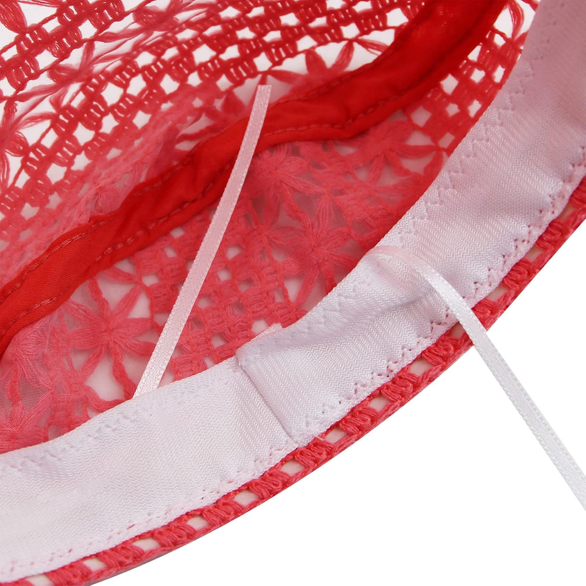 MOSSTYUS Boina ligera de encaje para mujer, diseño floral, transpir...
