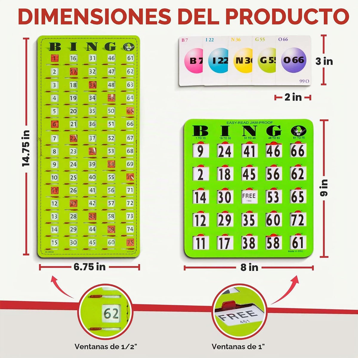 MR CHIPS Juego Completo de Bingo con Tarjetas de Obturador a Prueba...