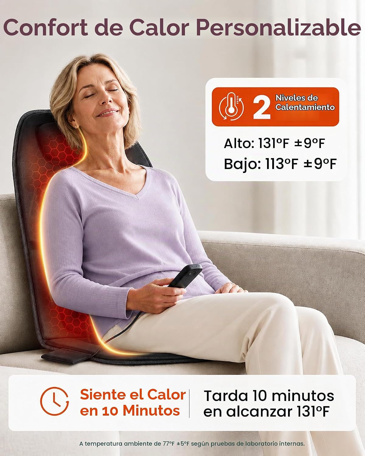 COMFIER - Masajeador de espalda con vibración con calor, cojín de a...