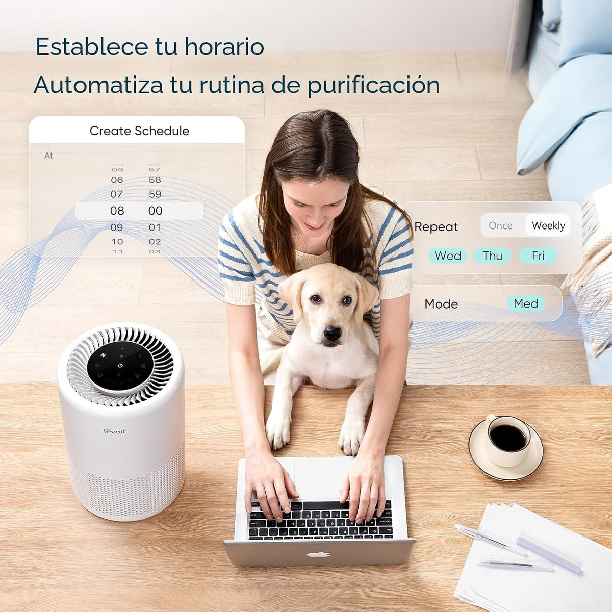 LEVOIT - Purificador de aire para dormitorio del hogar, control int...