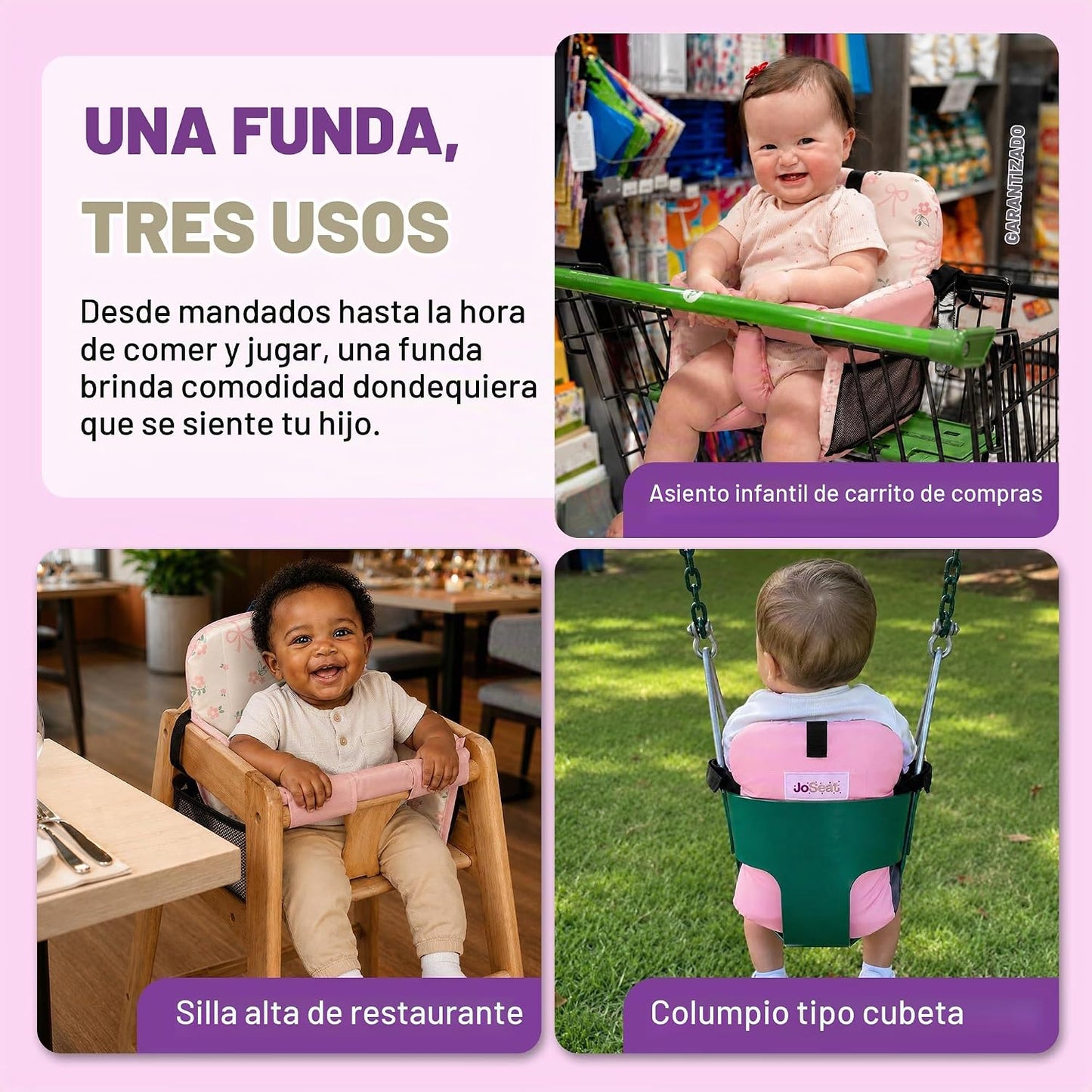 JoSeat Funda de asiento de carrito de compras para bebé, silla alta...