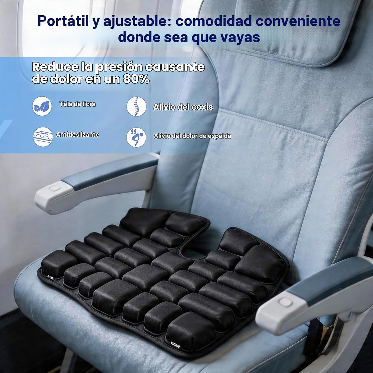 Cojín de asiento de viaje con bomba incorporada, cojín de asiento d...
