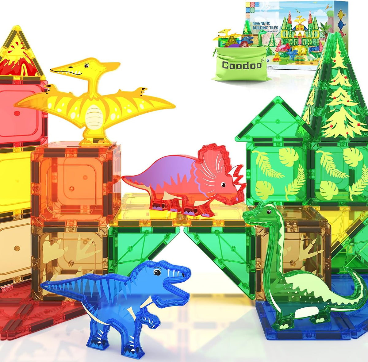 Juguetes Coodoo de Dinosaurios Azulejos Magnéticos - Bloques de Con...