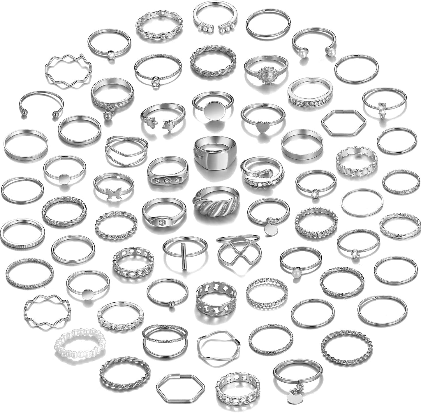 YEEZII Juego de 68 anillos para nudillos, dorados, para mujeres, ap...