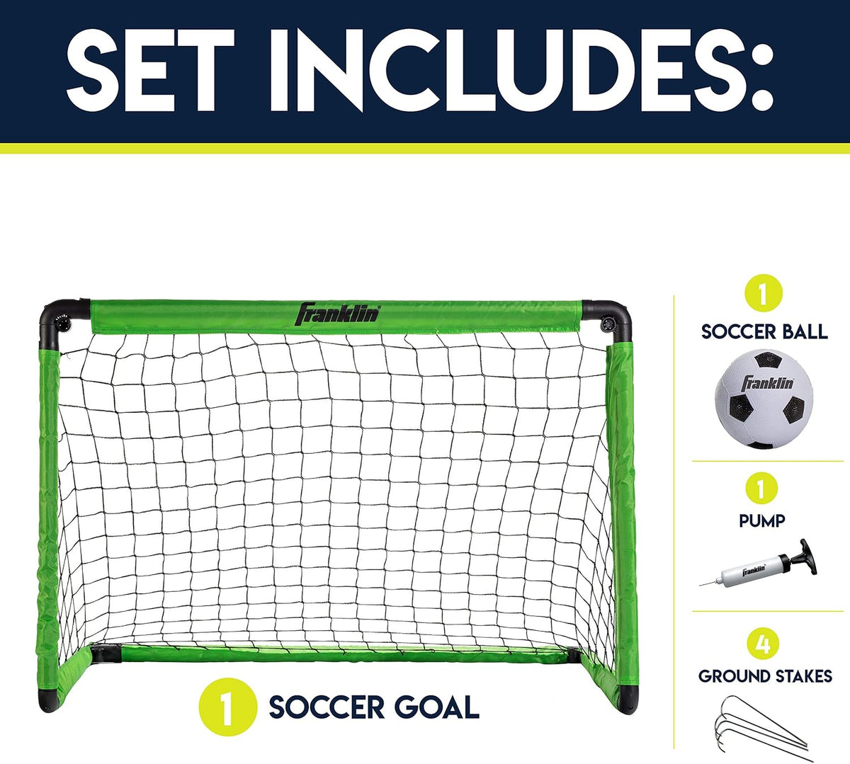Franklin Sports Mini portería de fútbol con balón y bomba