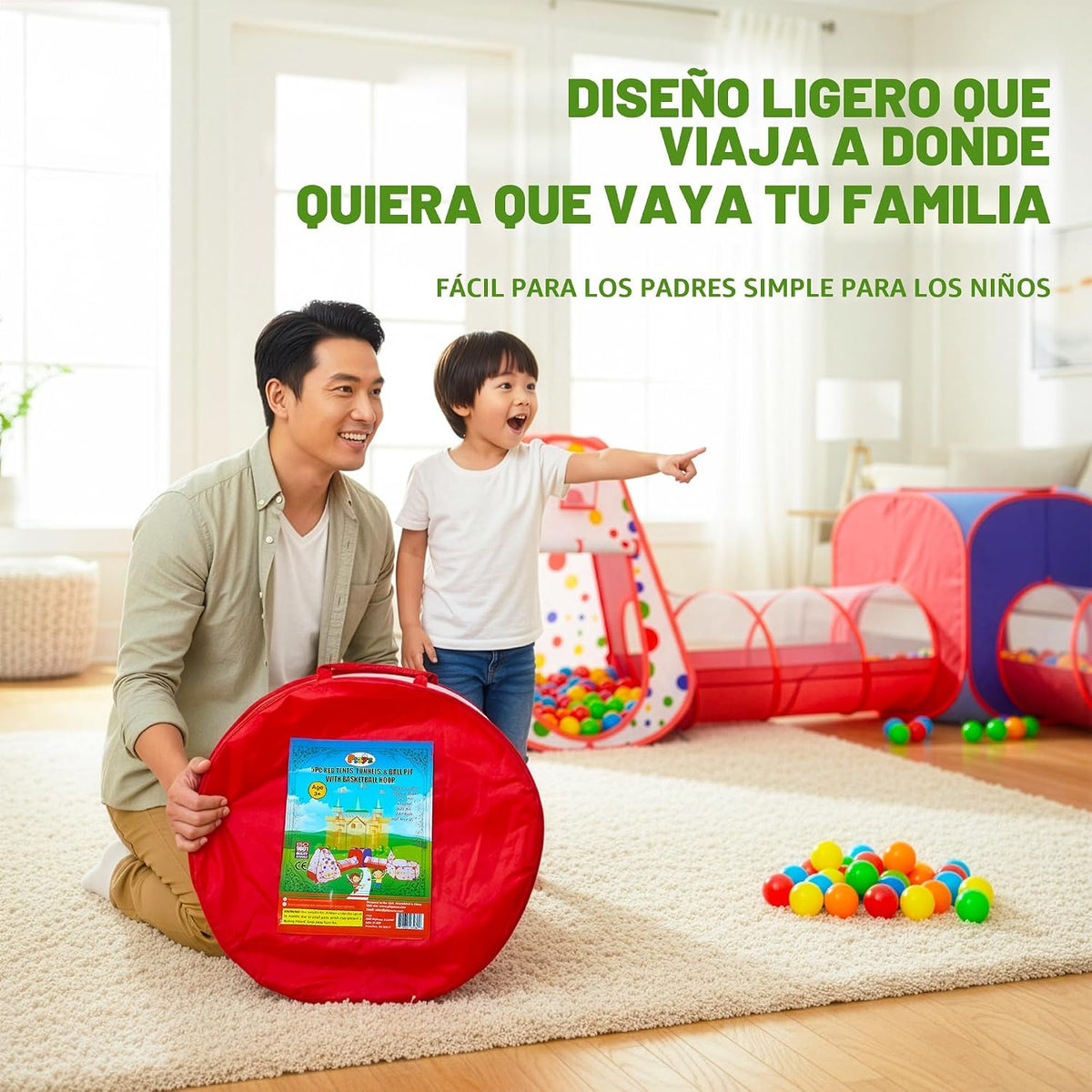 Playz Tiendas de campaña para niños, 5 piezas, túneles de gateo y p...