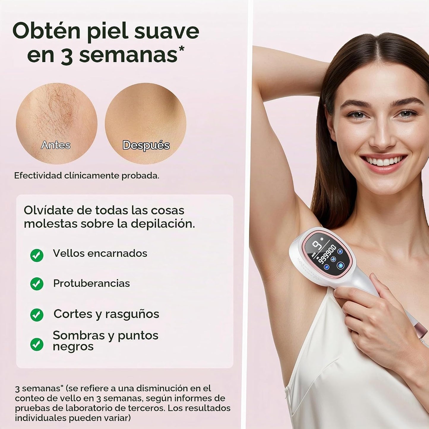 Finequin Depilación láser para mujeres y hombres, contacto de enfri...