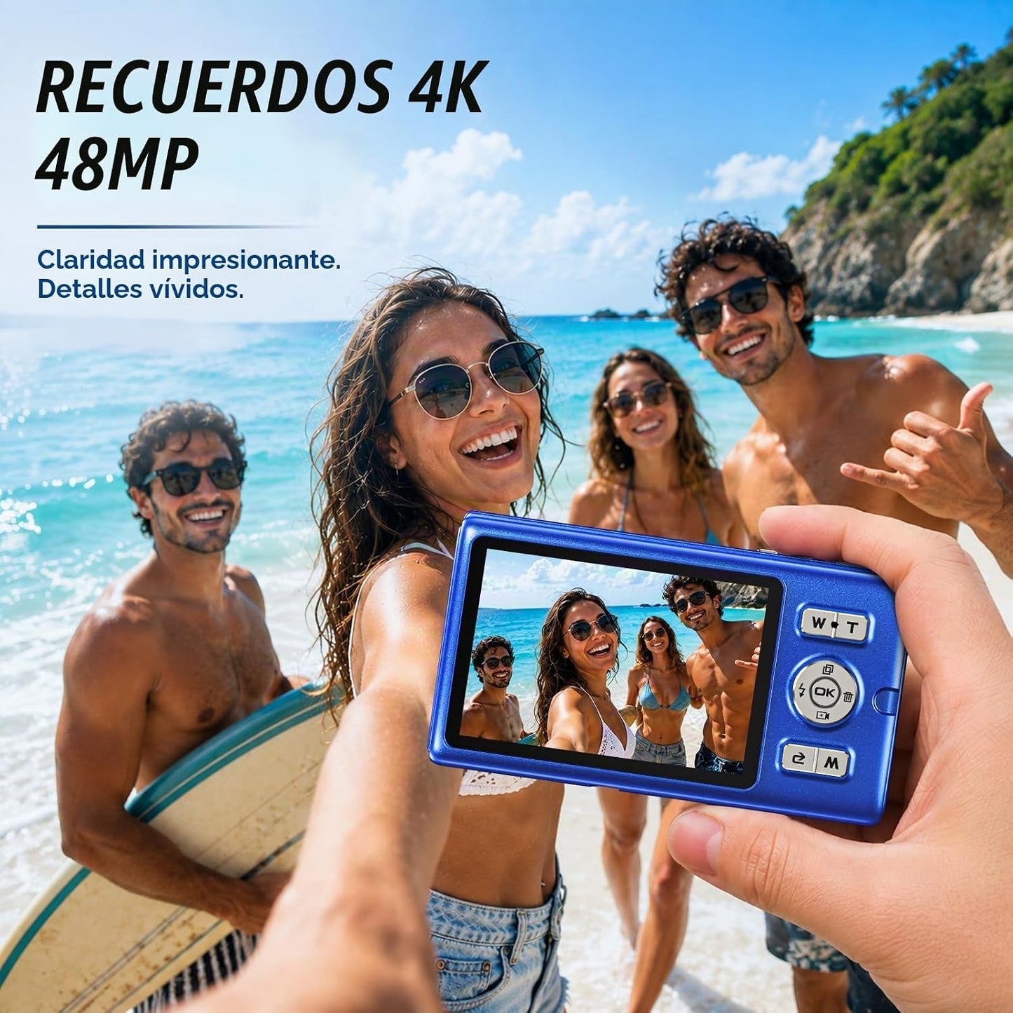 Cámara digital subacuática de 16 pies, 4K 48MP 1500mAh batería desp...