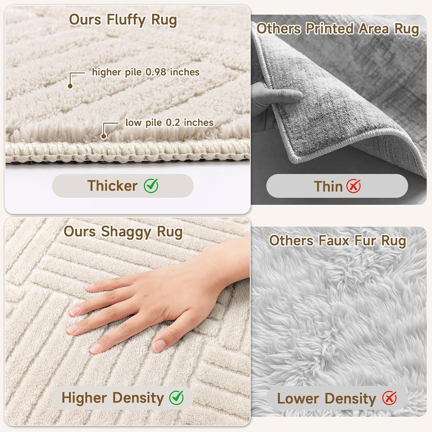Vaukki Alfombra de pasillo de 2 x 6 pulgadas, suave y geométrica be...