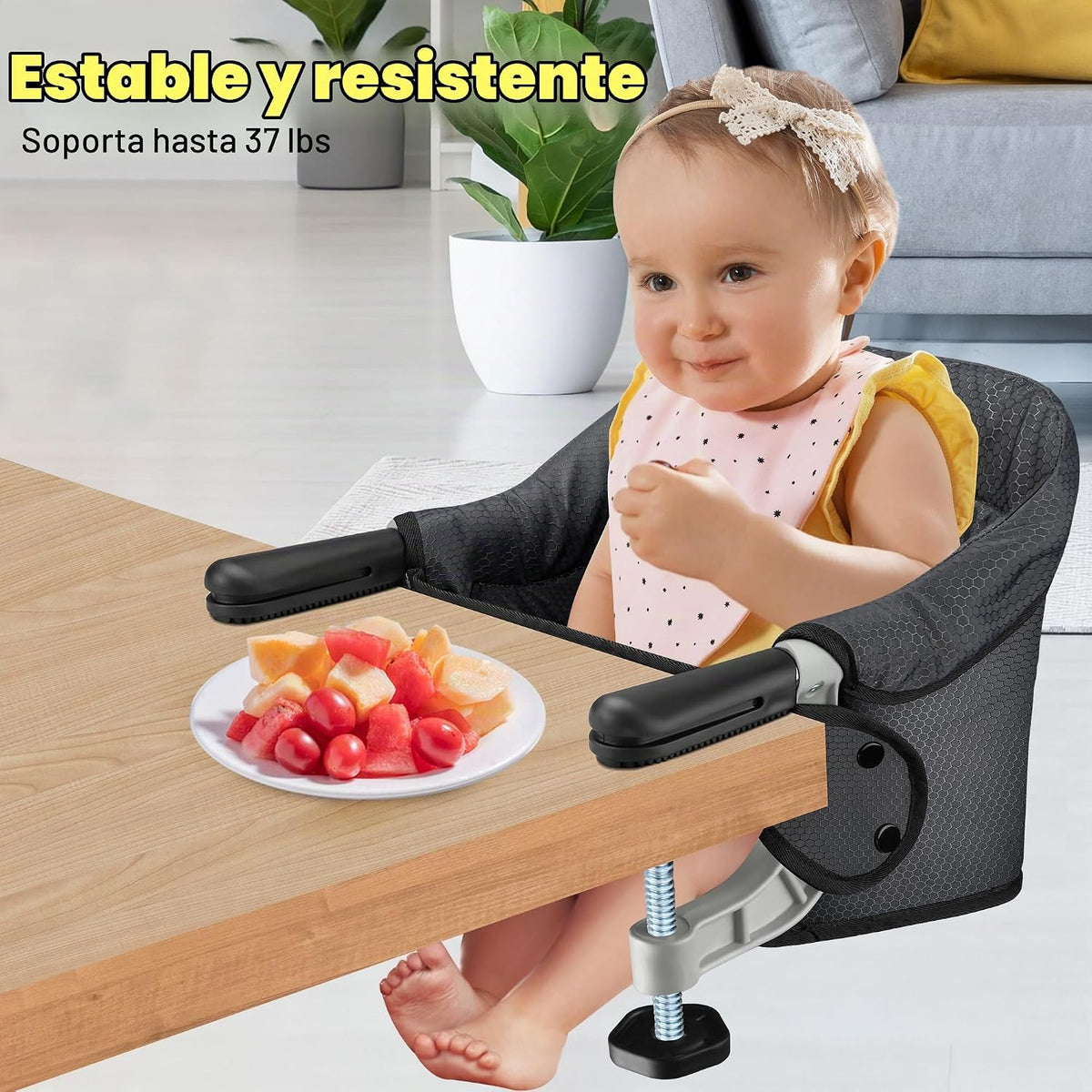 Toogel Silla alta de gancho, asiento plegable con clip de viaje par...