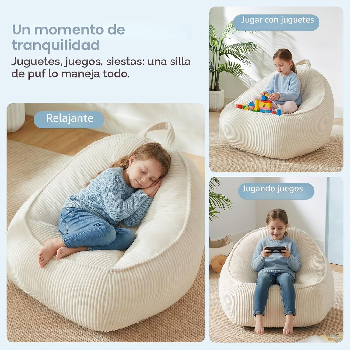 HUGHEAVEN Sillas puff para niños, puf para niños, cómoda y acogedor...