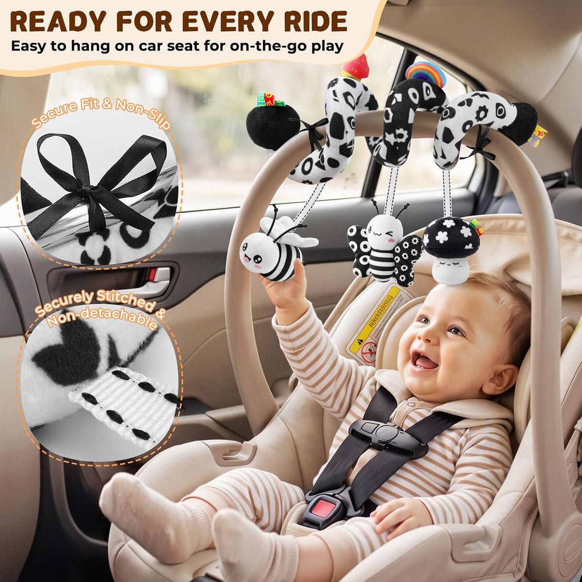 Zendstanding Juguetes en Espiral para Asiento de Coche para Bebés,...