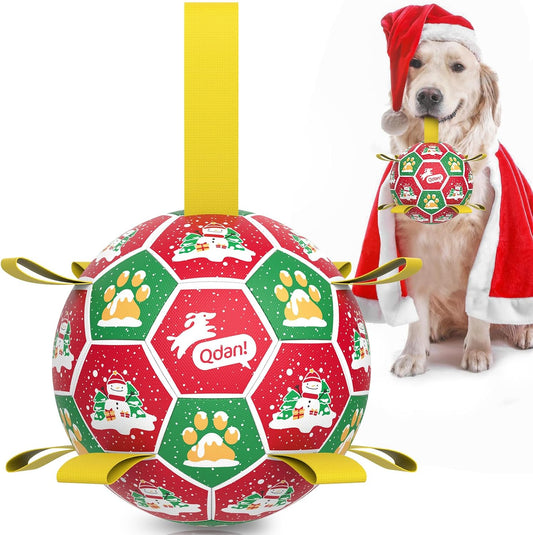 QDAN Juguetes navideños para perros: pelota de fútbol para perros c...