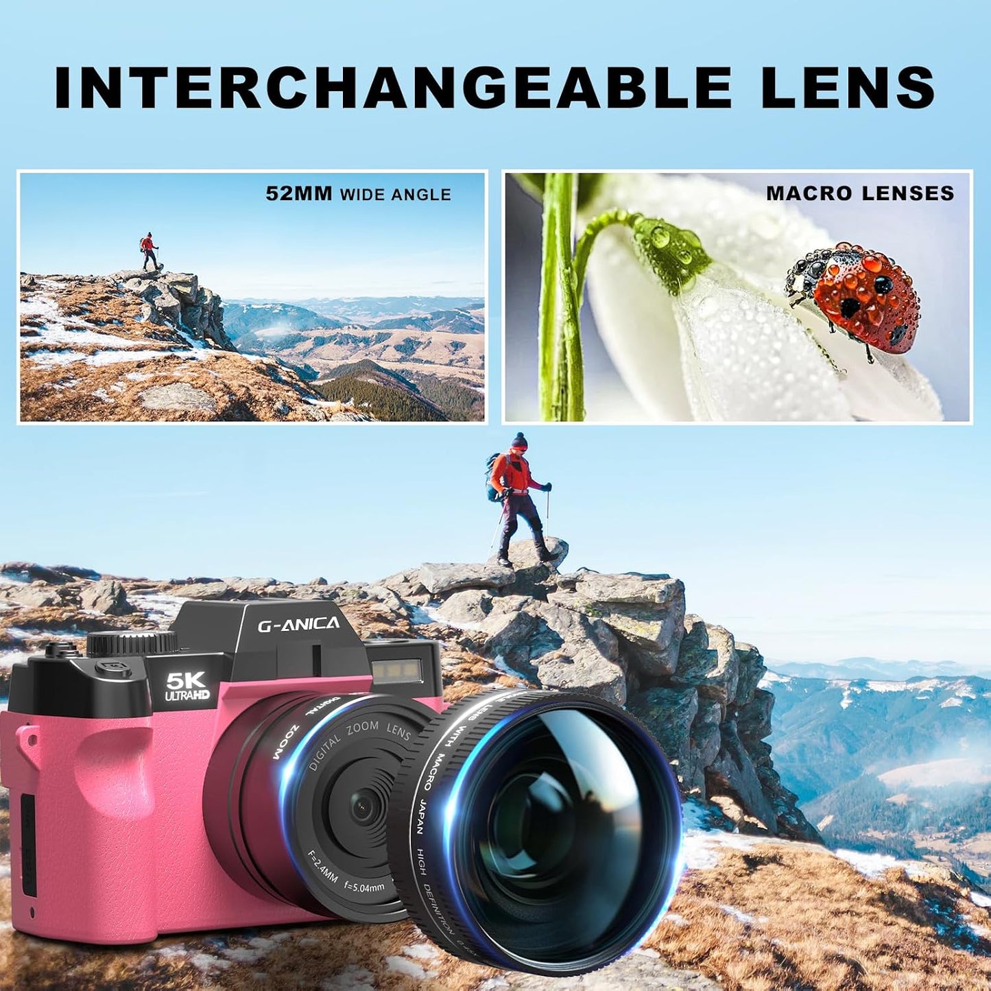 Cámaras digitales de 5K y 64MP para fotografía y video, cámara de v...
