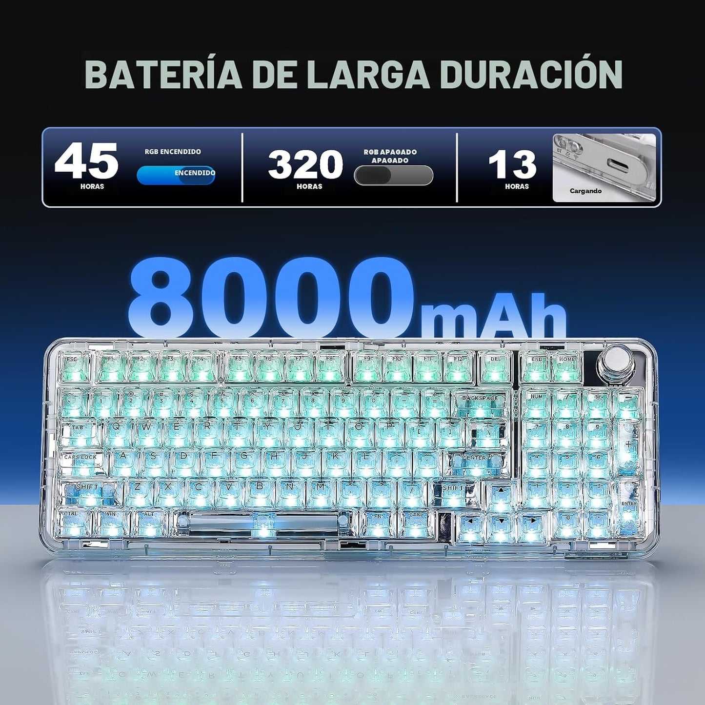 YUNZII X98 QMK\/VIA Teclado mecánico inalámbrico para juegos con pe...