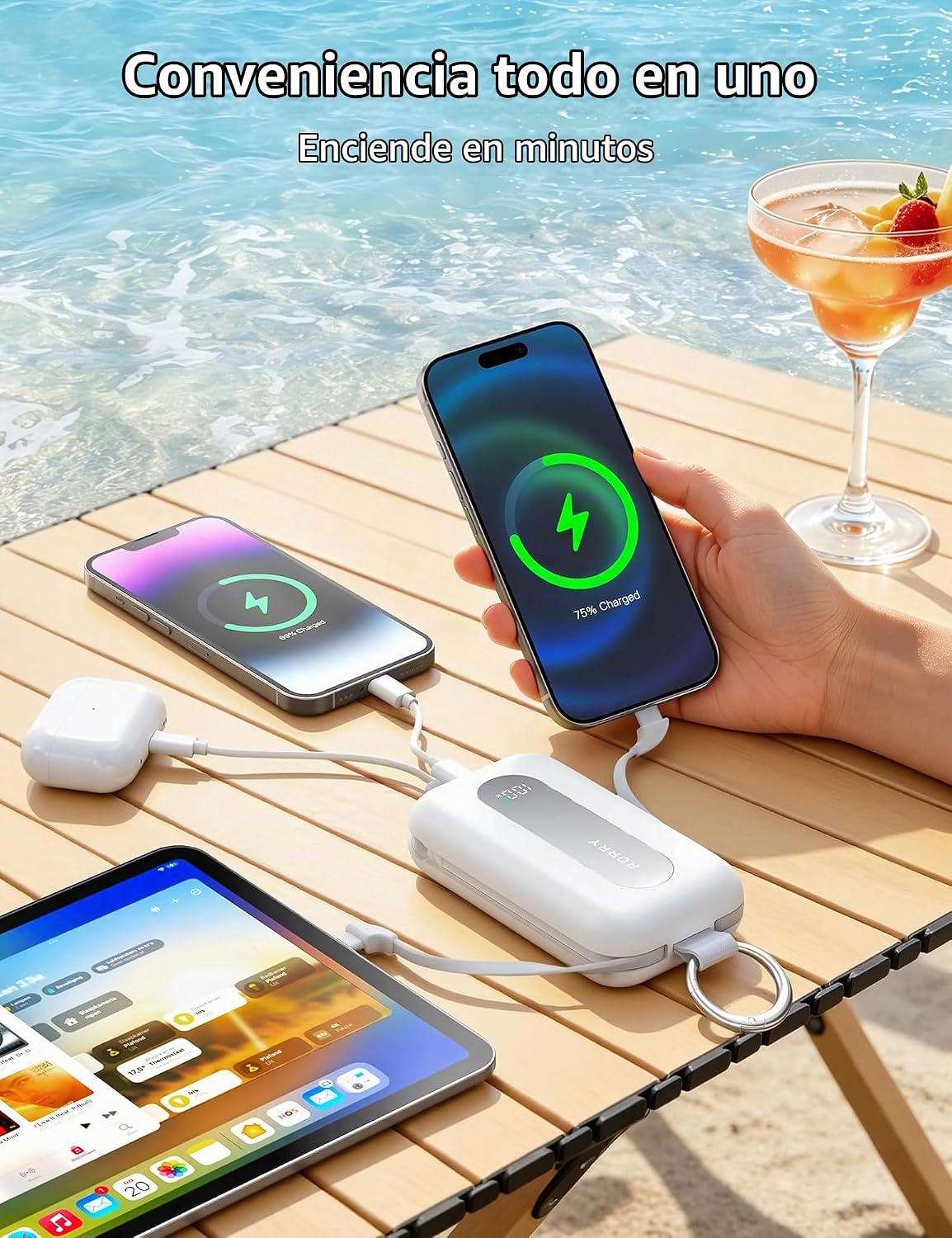 RORRY CharmGo Cargador portátil 20000mAh 30W Power Bank 4 en 1 Bate...