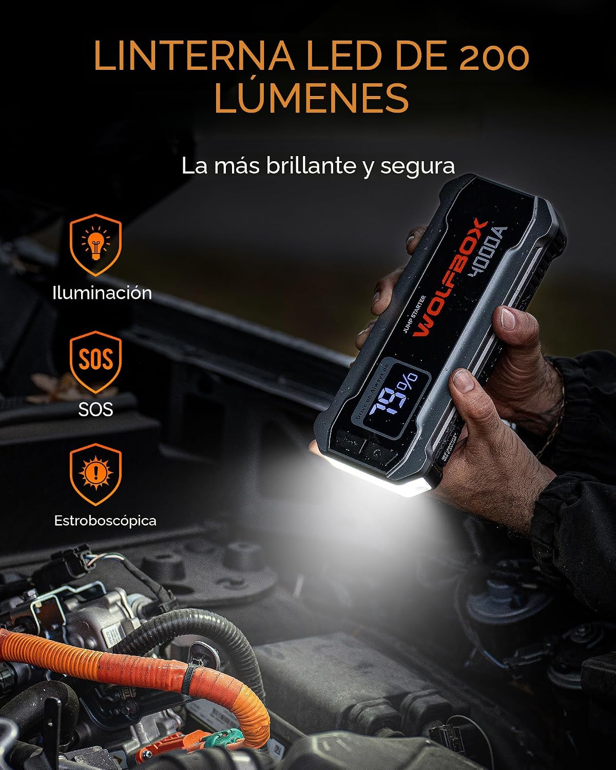WOLFBOX Arrancador de 4000 A, batería de coche de 12 V portátil con...