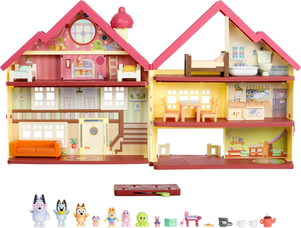 Bluey XL House Playset, luces interactivas, sonidos y pista de bail...