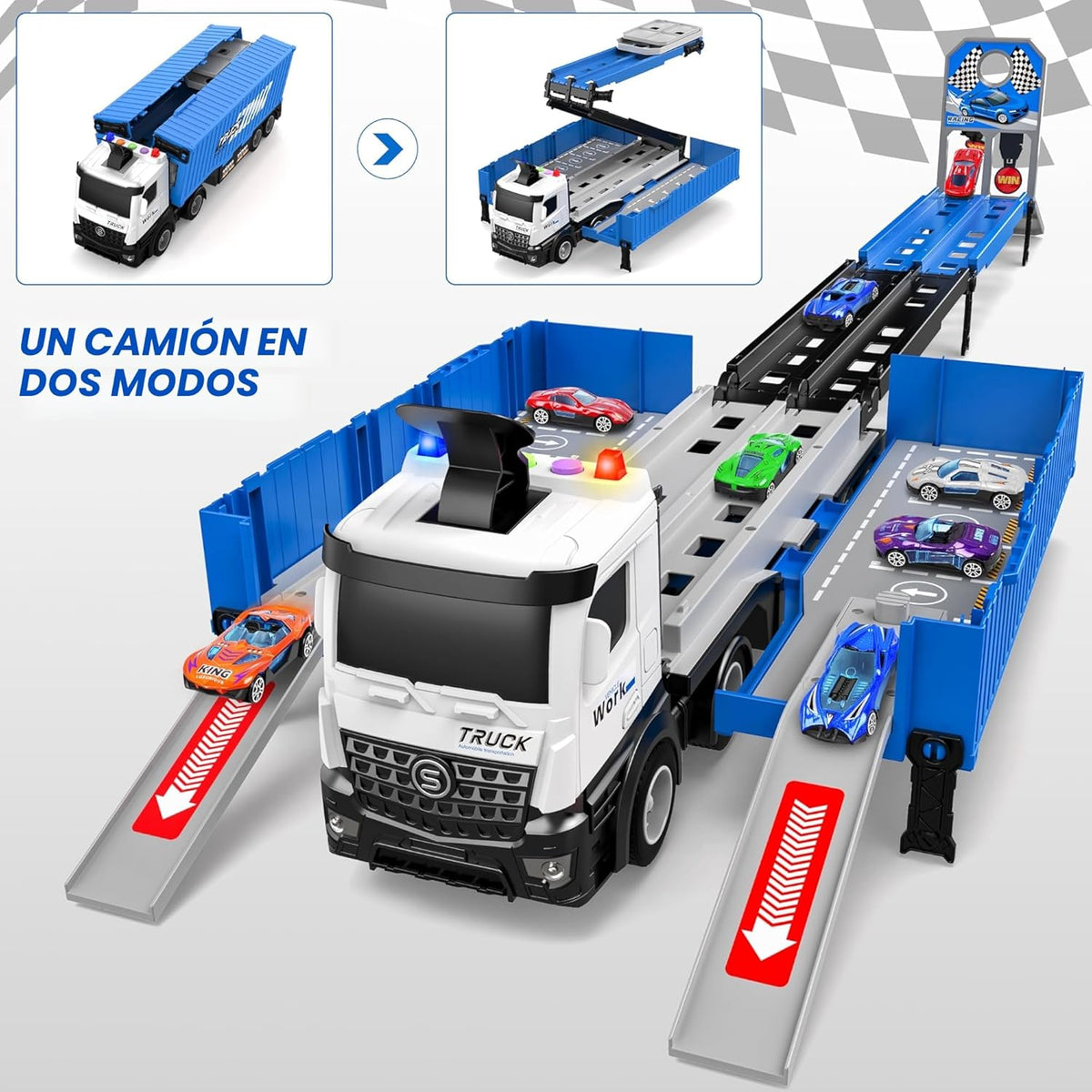 Camión Transportador de Pista de Carreras Juguetes para Niños Peque...