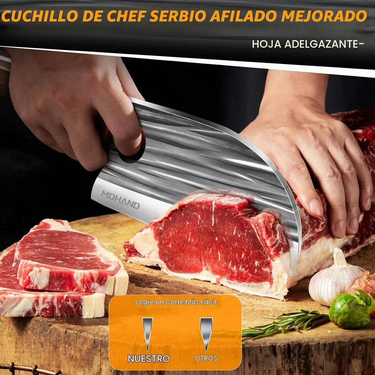 MDHAND 14 piezas de juego de cuchillos de carnicero profesional con...