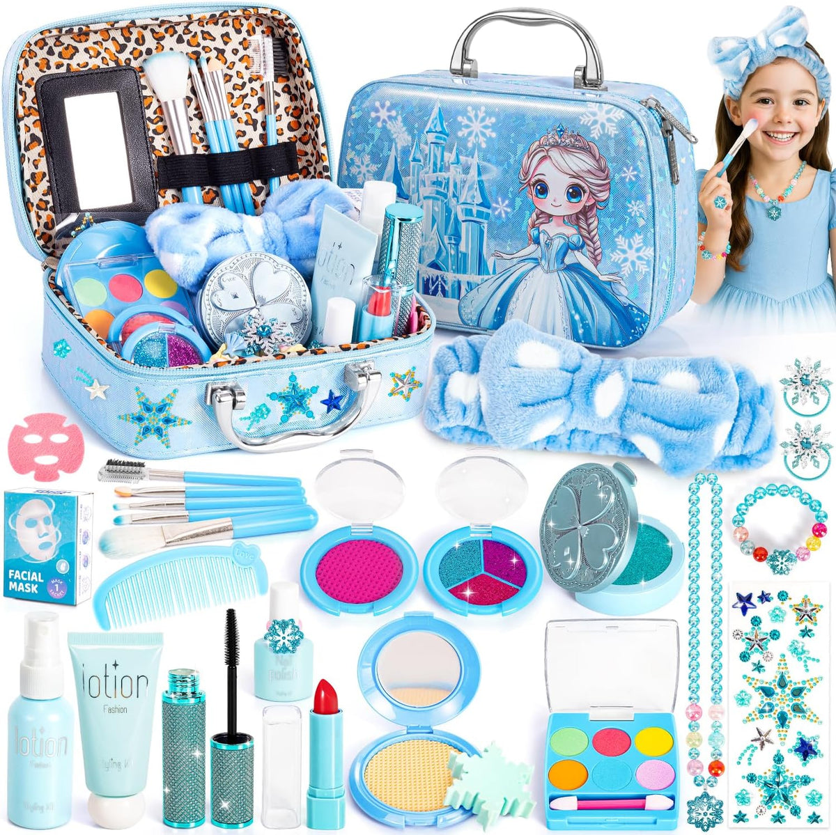 Hohosunlar Maquillaje de simulación Frozen para niñas, juguetes 3-5...