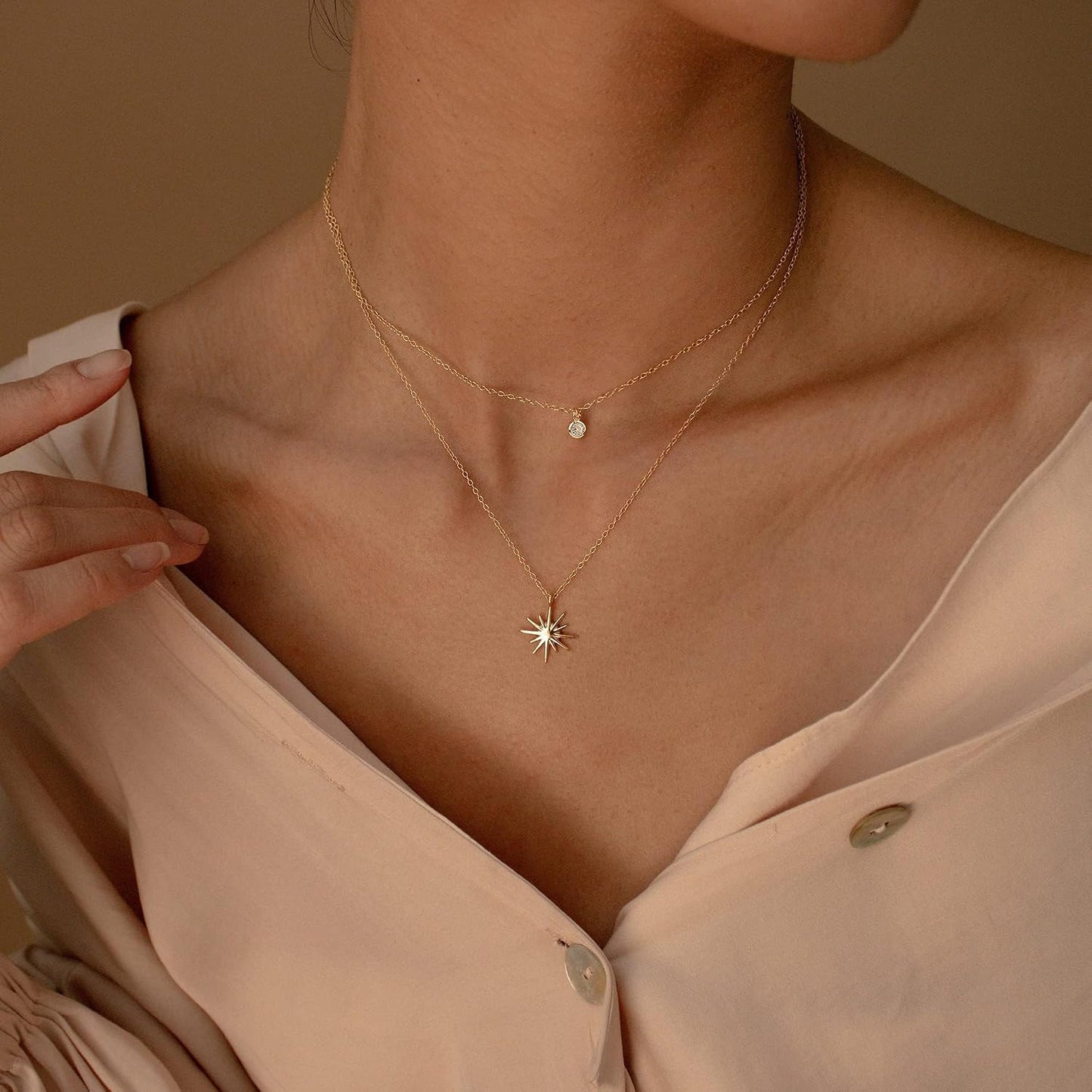 NECOCY - Collares delicados chapados en oro de 14k\/plata con circo...