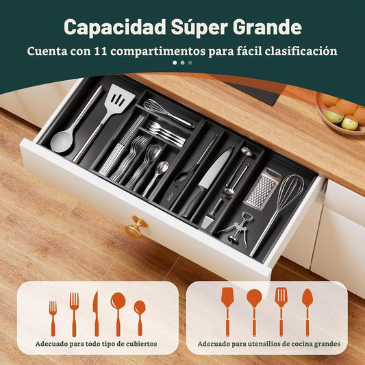Organizador de Cubiertos Grande, Conectado Magnéticamente Expandibl...