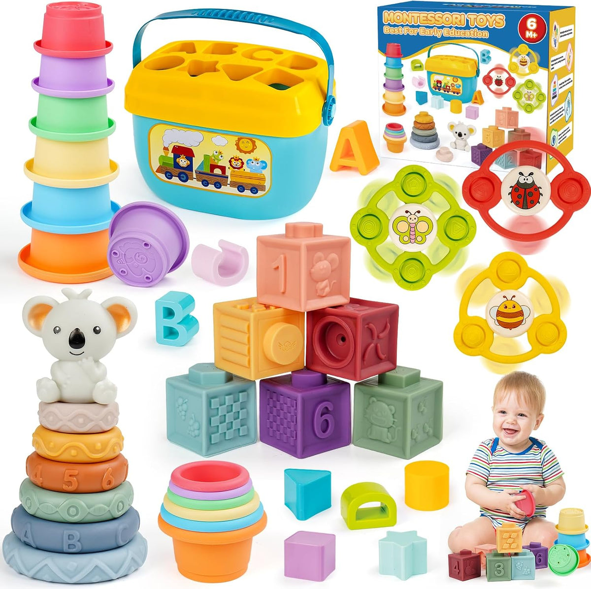 Juguetes Montessori para bebés de 6\u201312\u201318 meses con clasi...