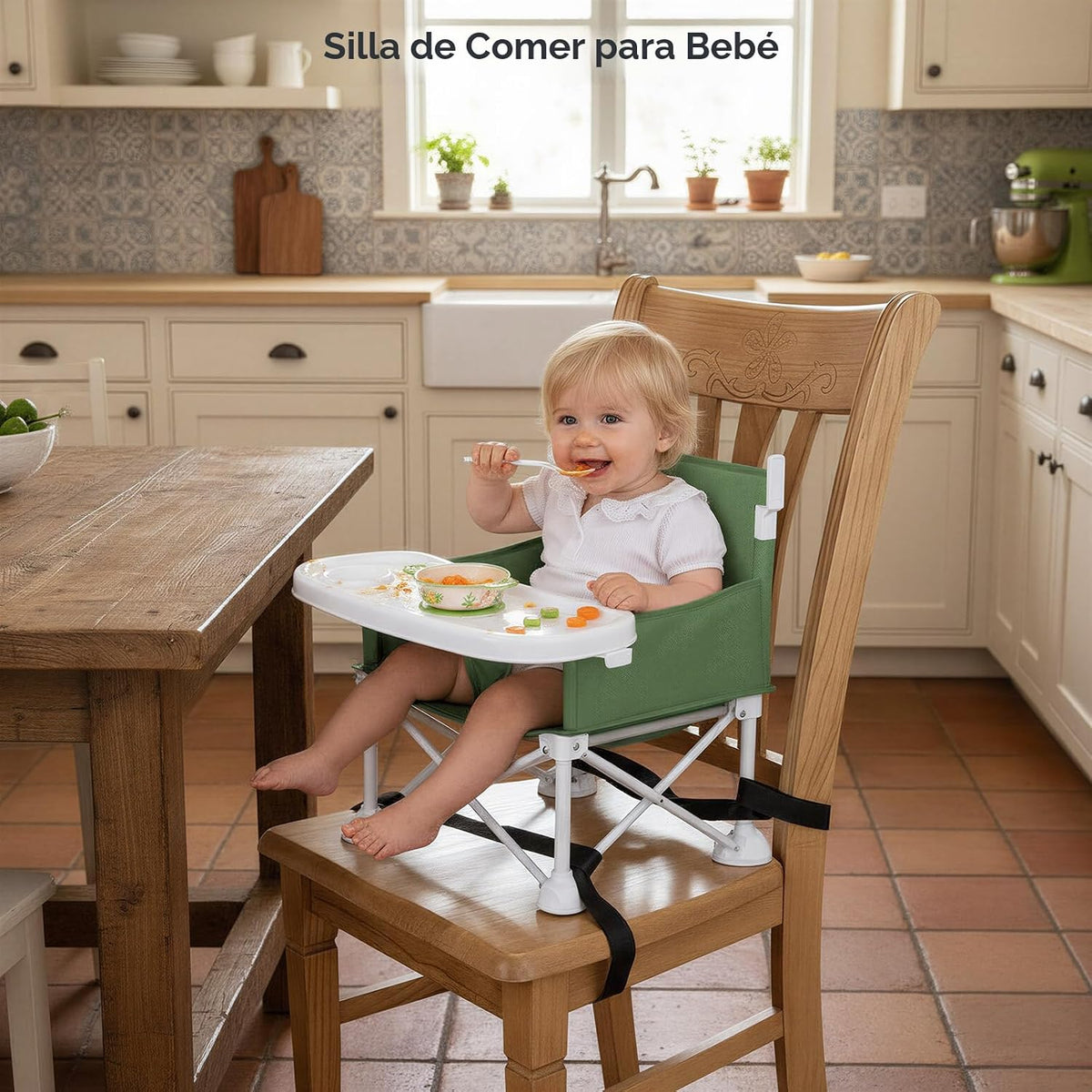 Cochildor Silla de bebé portátil 4 en 1, asiento elevador plegable...