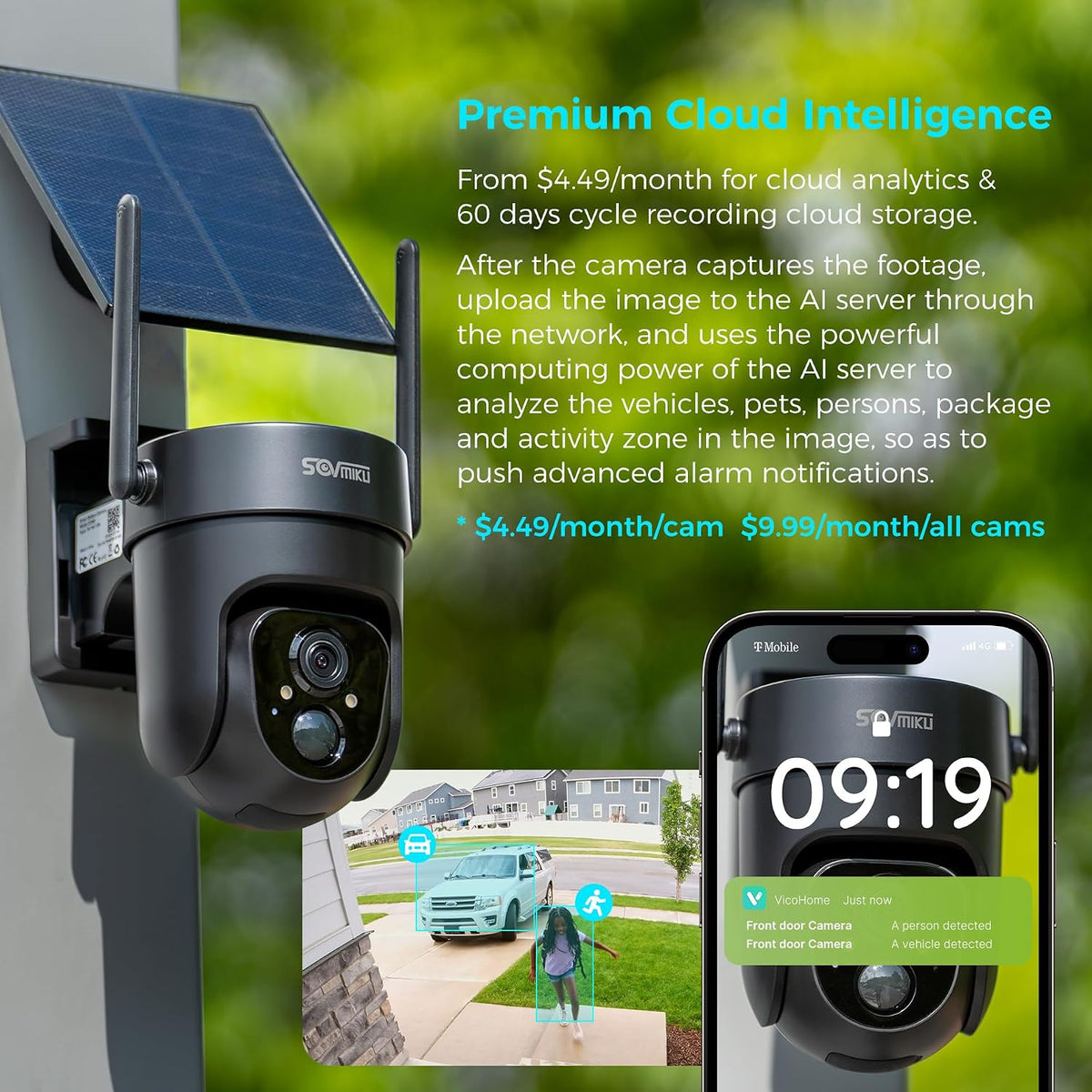 Cámara de seguridad solar inalámbrica Vicohome 2QB 2K AI para exter...