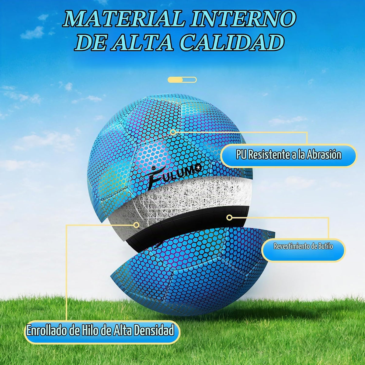 FULUMO Balón de fútbol que brilla en la oscuridad Tamaño 5\/Tamaño...