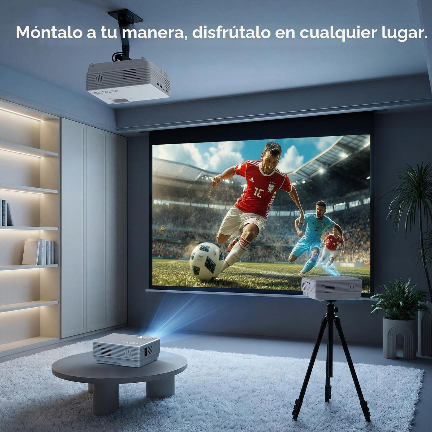 NISOO Mini proyector con WiFi y Bluetooth, proyector de cine al air...