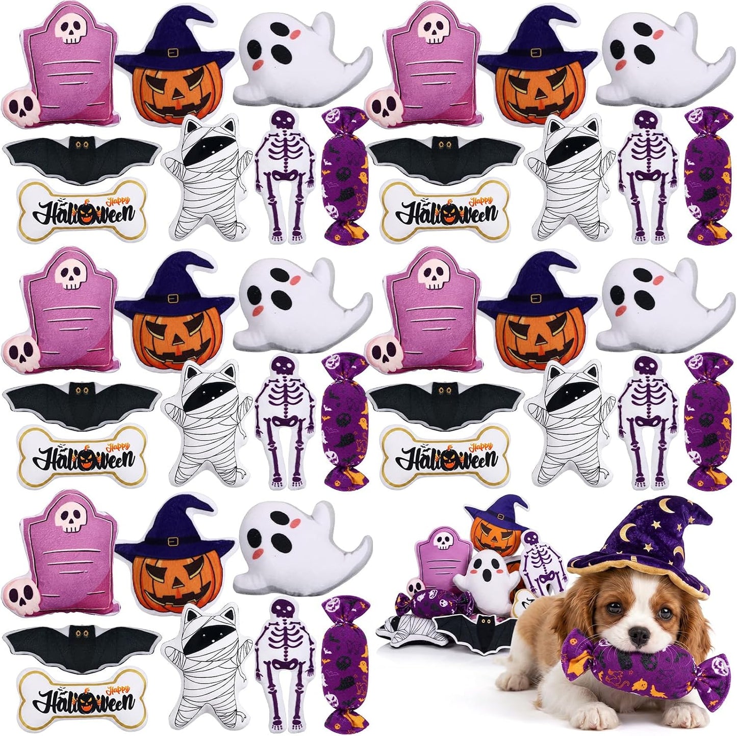 Soulchen 40 piezas de juguetes chirriantes para perros de Halloween...
