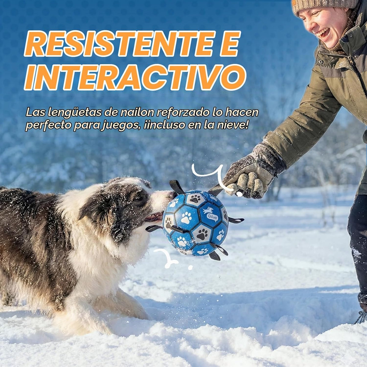QDAN Pelotas para perros, pelota de fútbol con correas, juguete de...