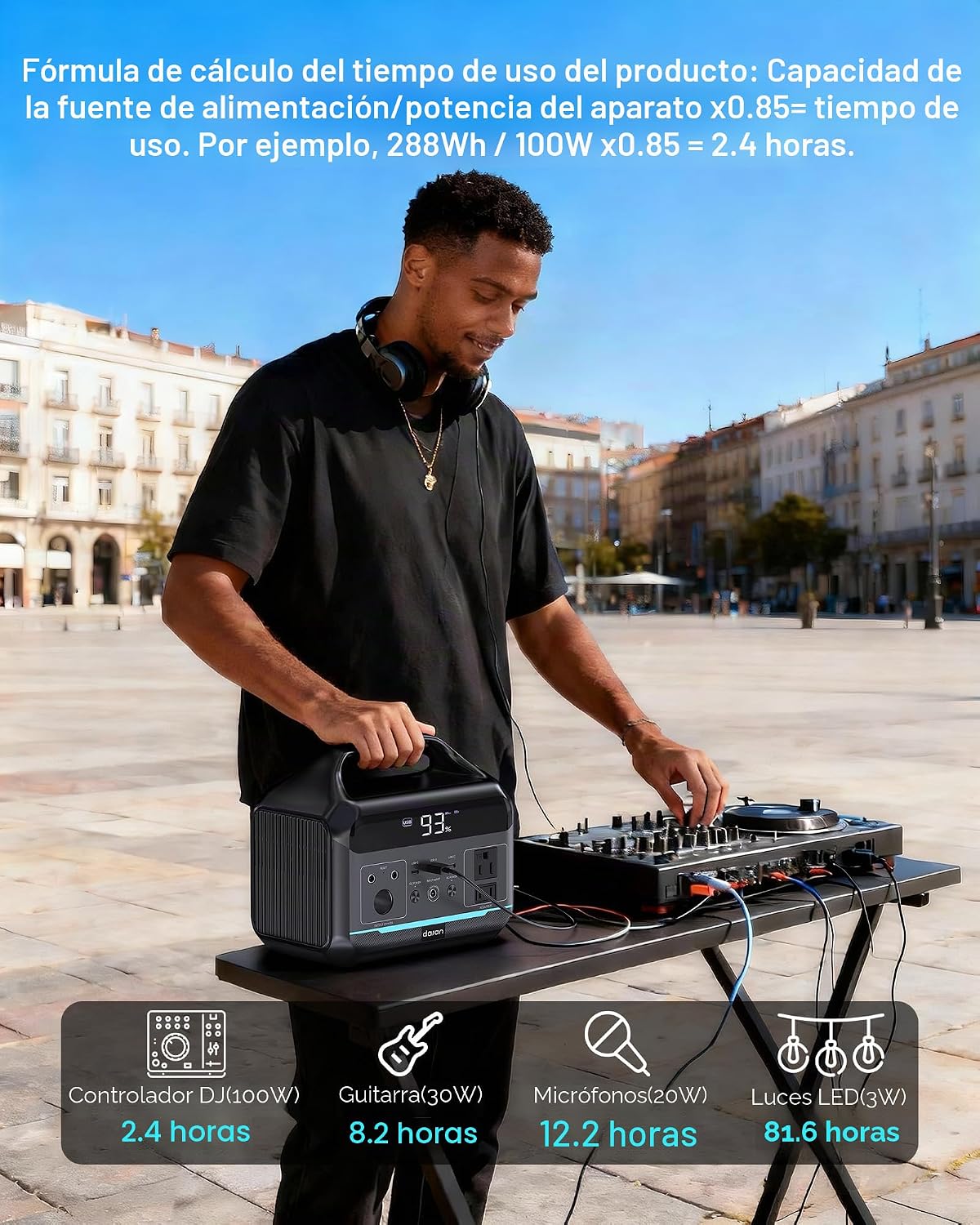 Estación de energía portátil con batería LiFePO4 de 288Wh, banco de...