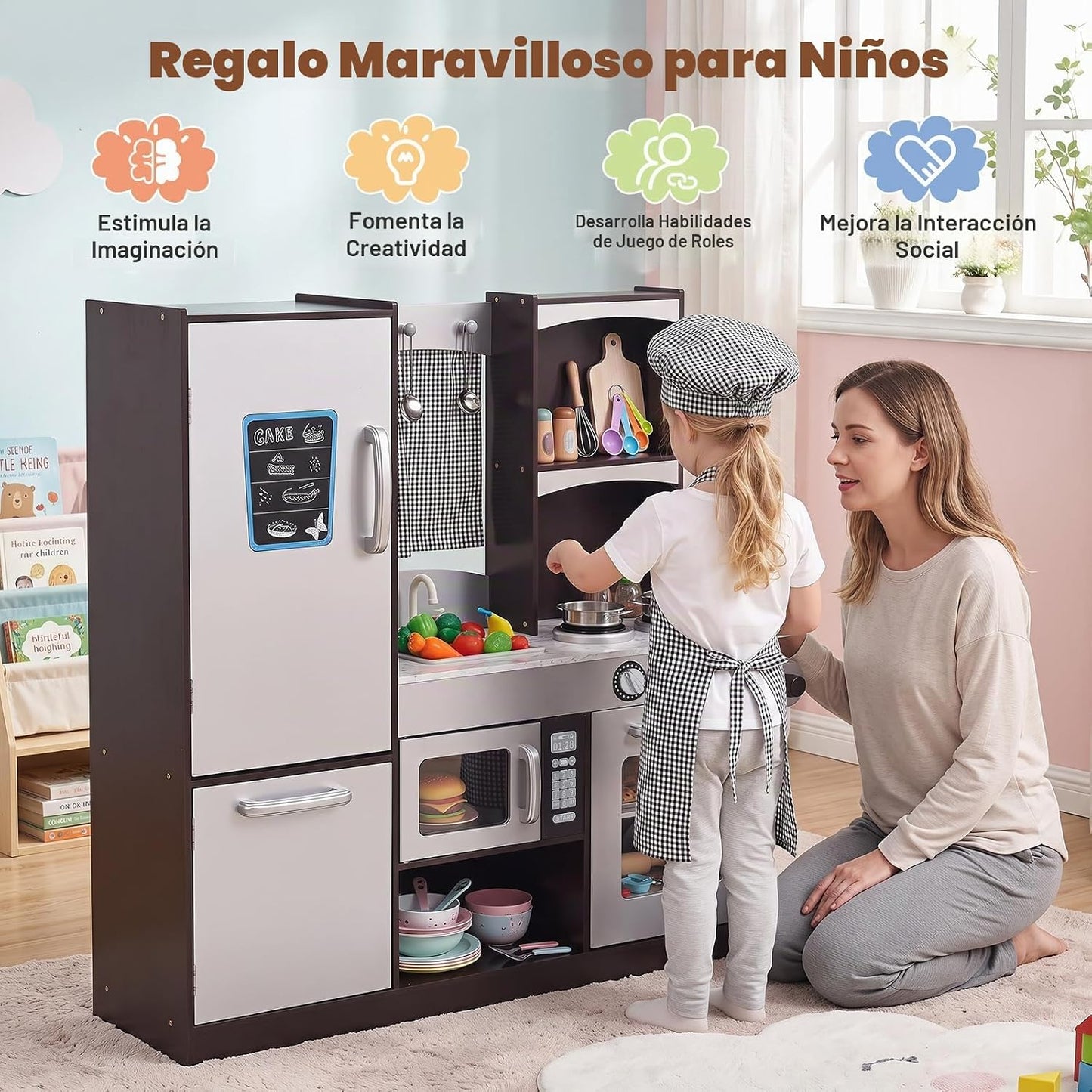 Costzon Cocina de Juguete para Niños, Conjunto de Cocina de Madera...