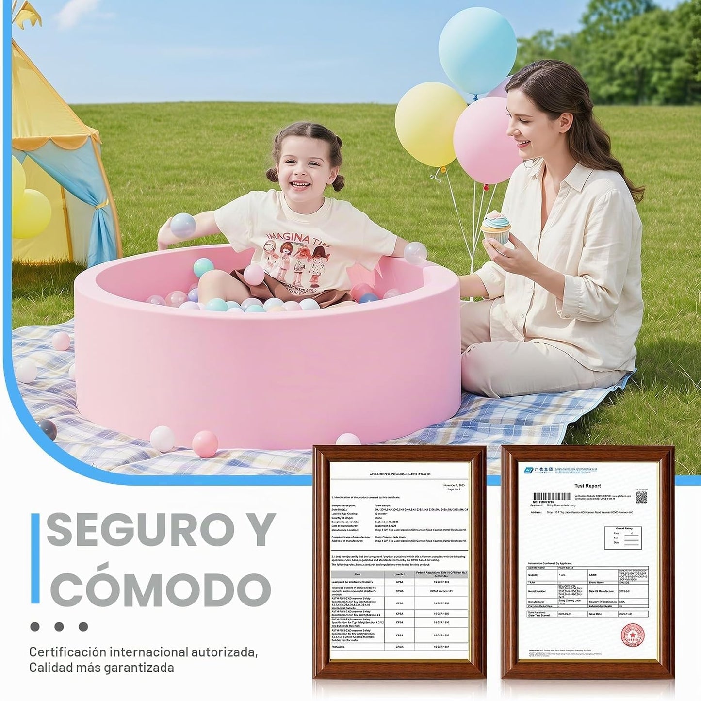 SHJADE Piscina de pelotas para niños pequeños, 35.4" x 11.8"...