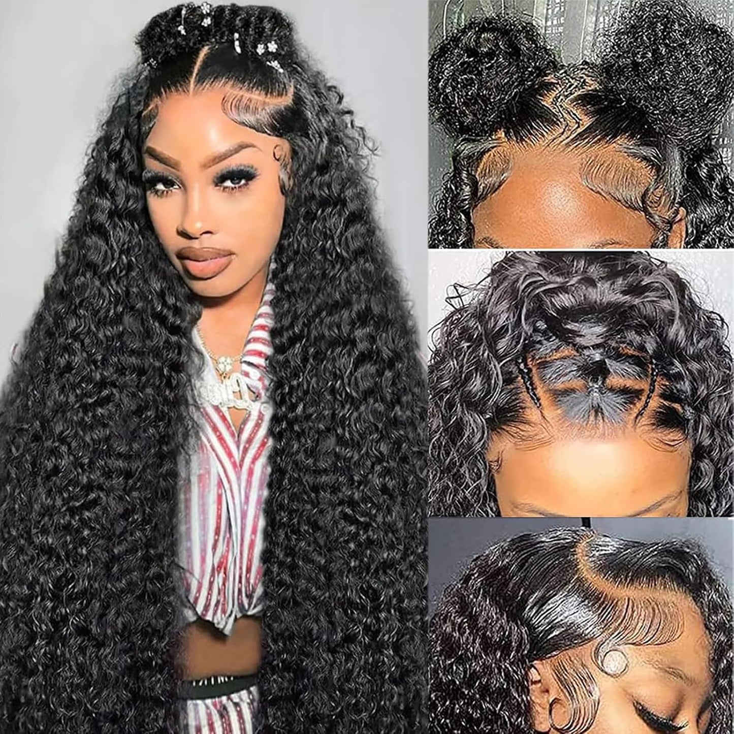 GYAJEP Pelucas de cabello humano con encaje frontal de 13 x 6 pulga...