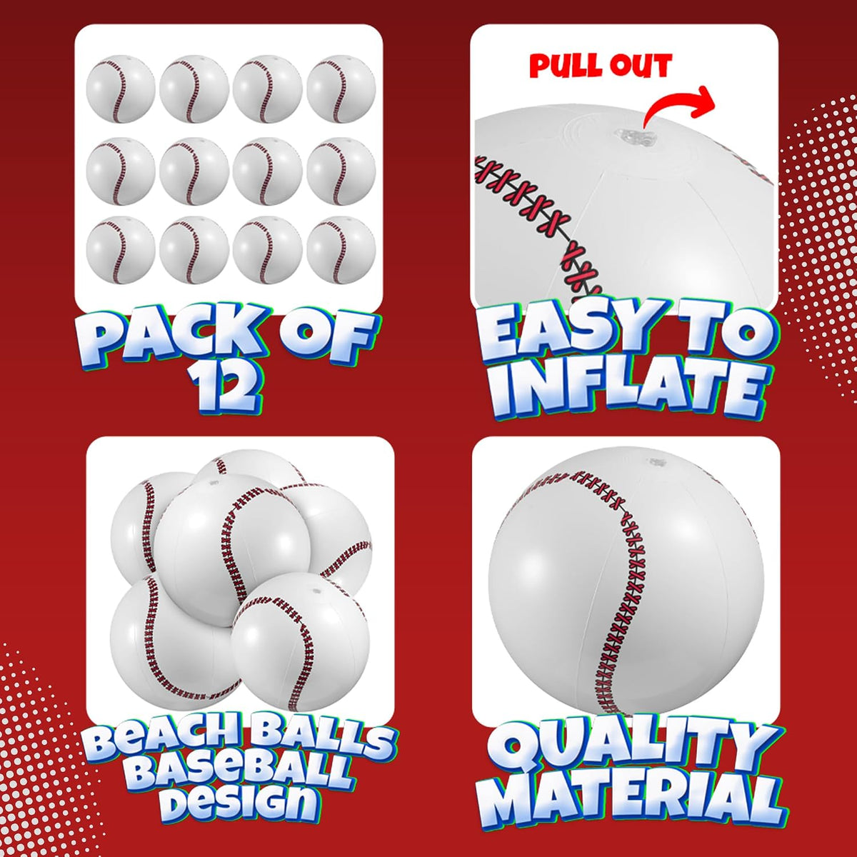 Bedwina Pelotas inflables de béisbol (paquete de 12) de 16 pulgadas...