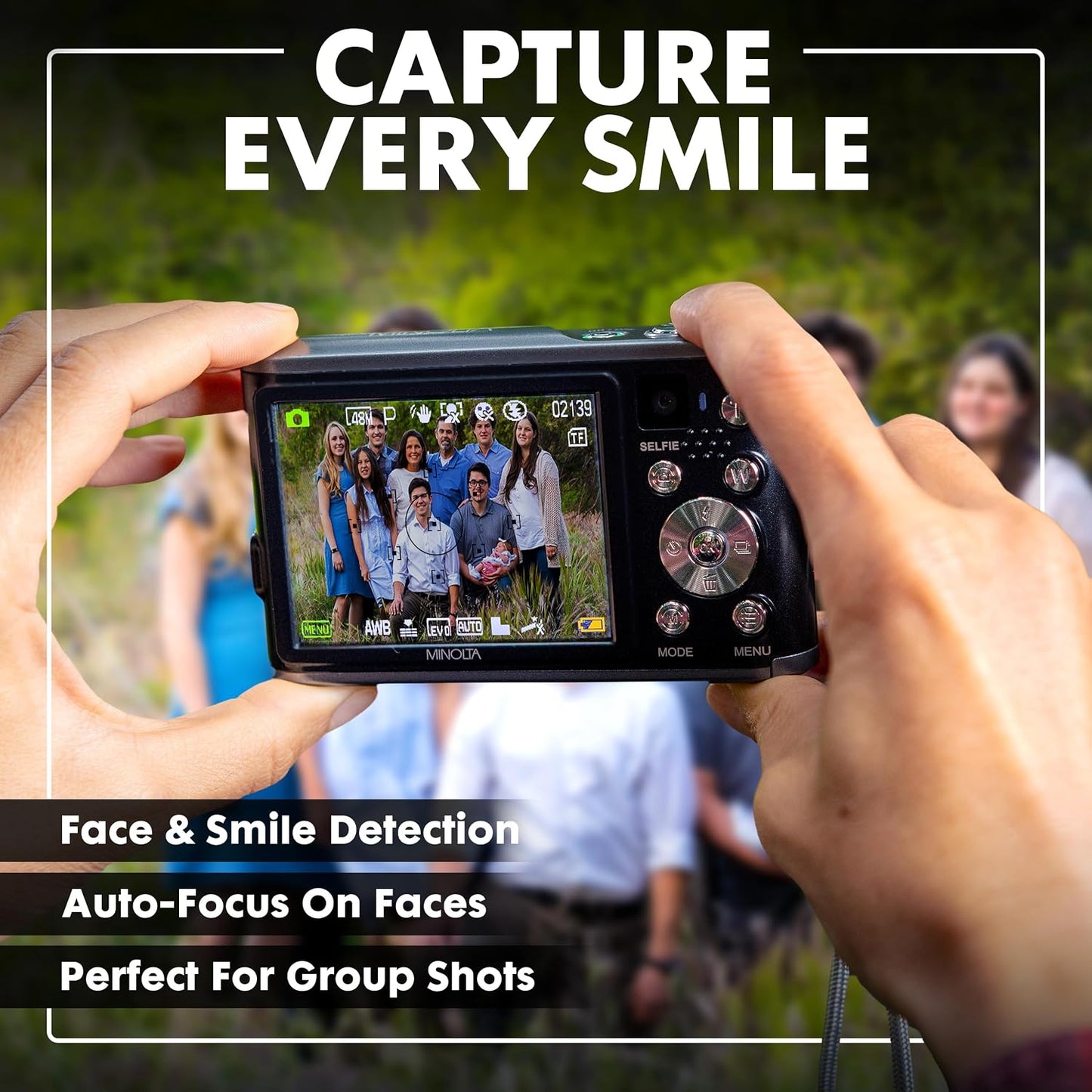 Minolta Cámara digital de 48 megapíxeles con lente selfie trasera \...