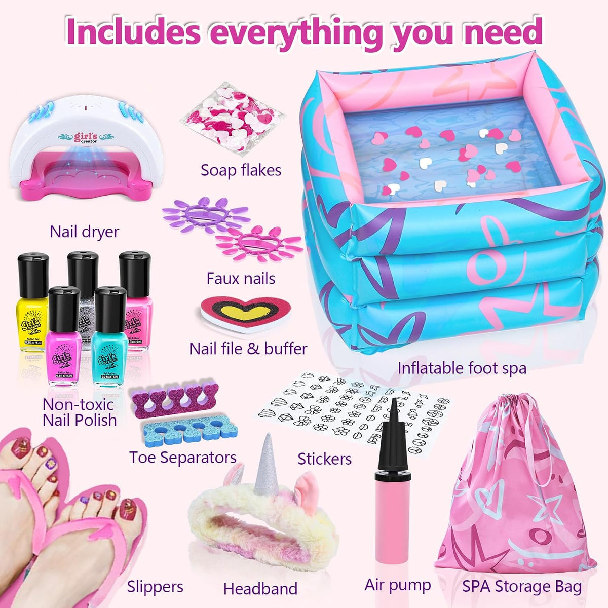 Kit de Spa Infantil para Niñas, Kit de Día de Spa de Pies para Niña...