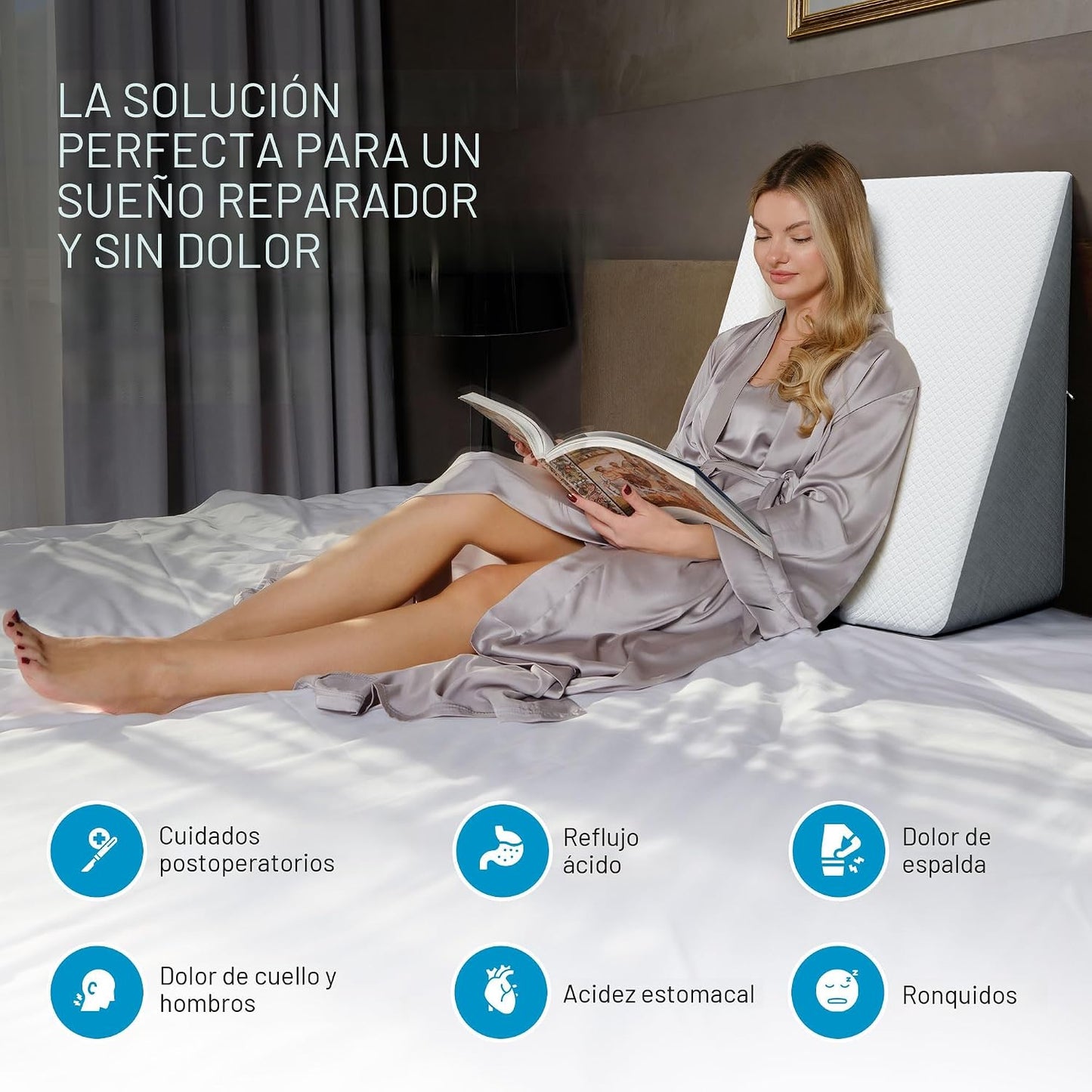 Kölbs - Almohada en forma de cuña con funda jacquard elegante para...