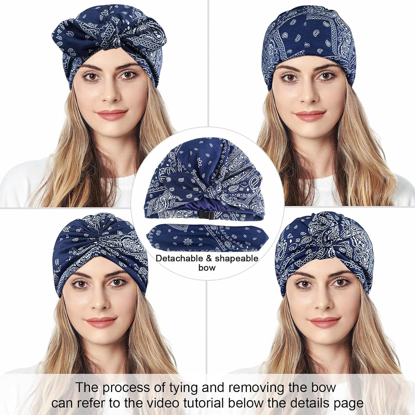 Ababalaya Gorros con forro de satén para mujeres, gorros para quimi...
