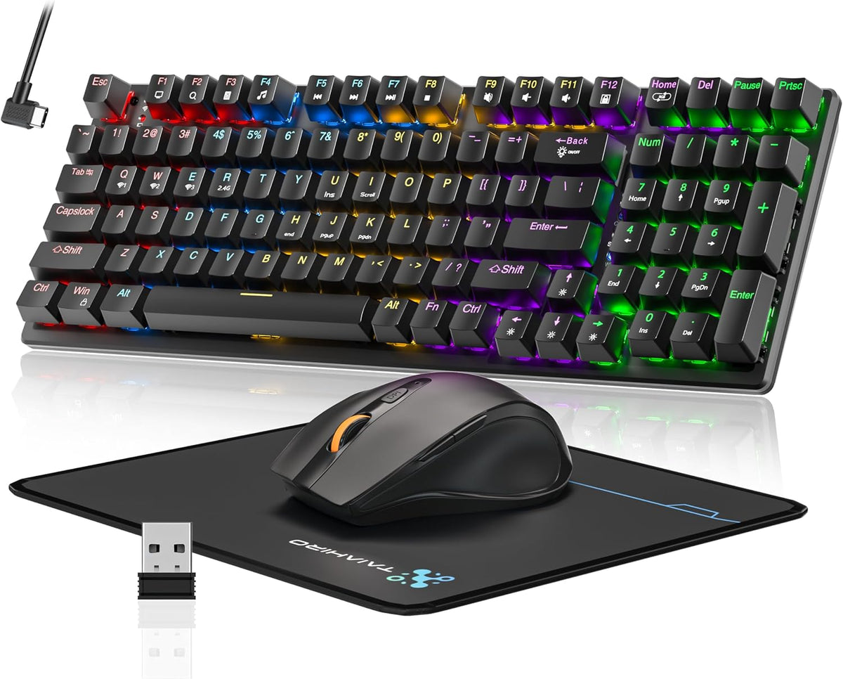Combo de teclado mecánico inalámbrico y mouse, teclado para juegos...
