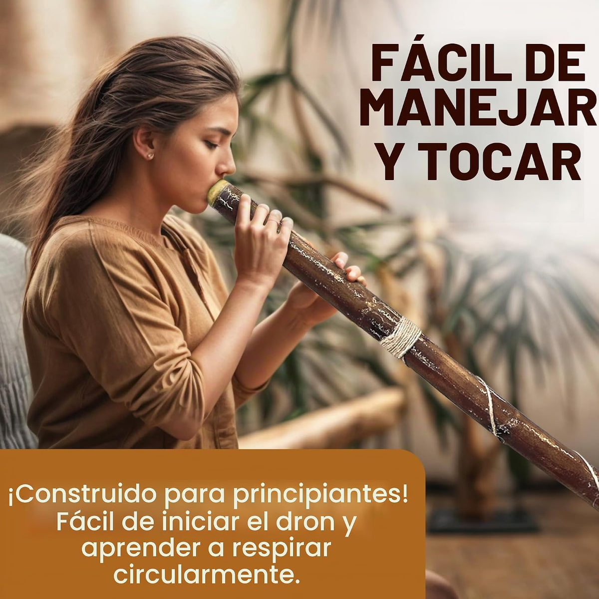Didgeridoo manual moderno, con boquilla para tocar fácilmente.